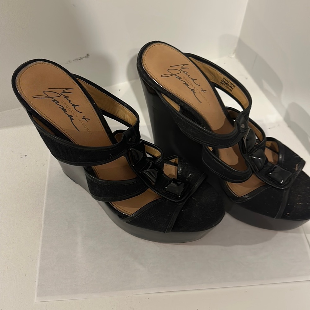 Mark and James badgley Mischka black wedge platforms